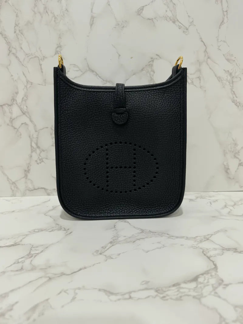 Hermes Mini Evelyne 16 TC Noir 89 B Stamp GHW