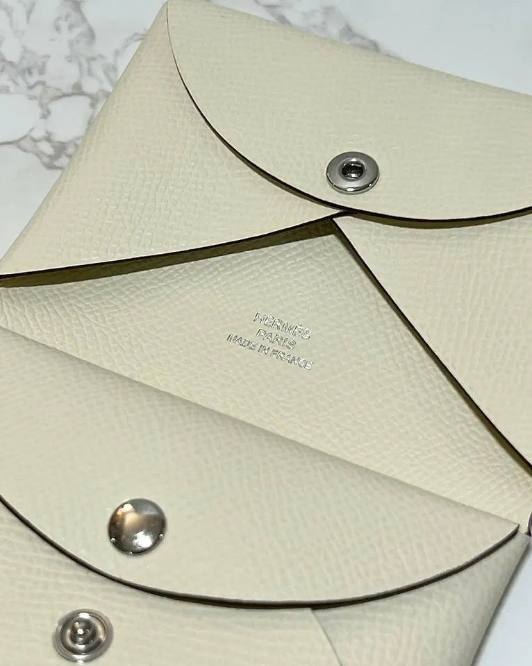 ❤️Hermes Calvi Duo Compact card holder epsom Nata I2