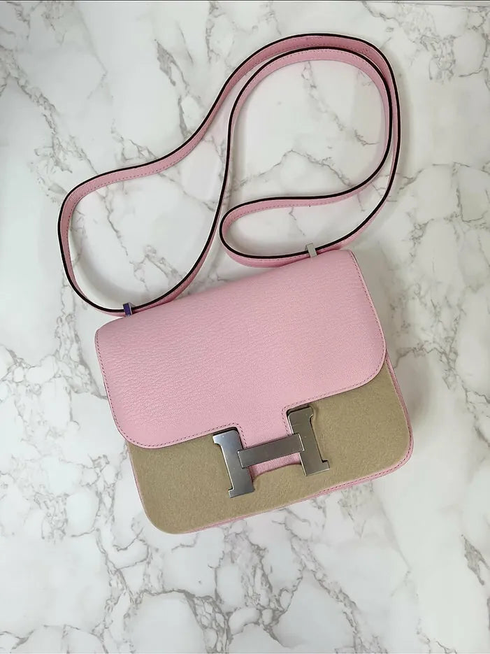 愛馬仕迷你康斯坦斯玫瑰櫻花PHW