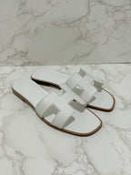 Hermes Oran Sandales Blanc Piqures H 39