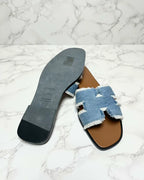 ❤️愛馬仕 Oran 涼鞋 H Denim Bleu Clair 38.5碼