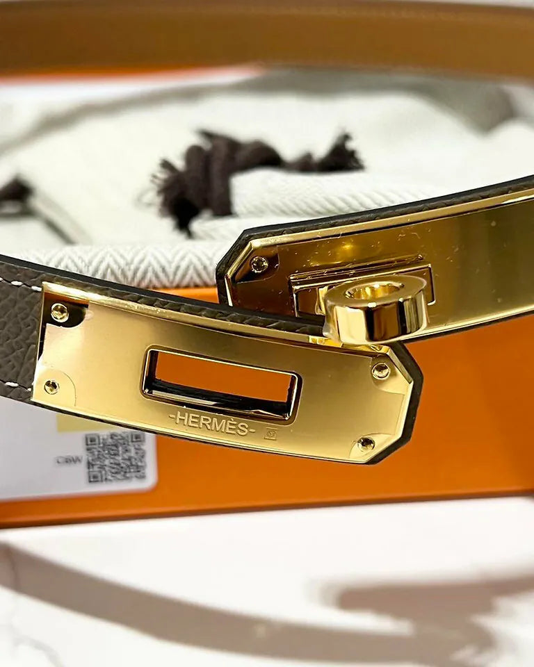 Hermes Kelly 18 Adjustable Belt Etoupe GHW 60cm-100cm