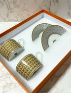 Hermes Mosaique au 24 gold tea cup and saucer