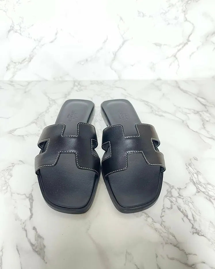 Hermes Oran 黑色涼鞋 黑色 H 液壓 尺寸 34.5