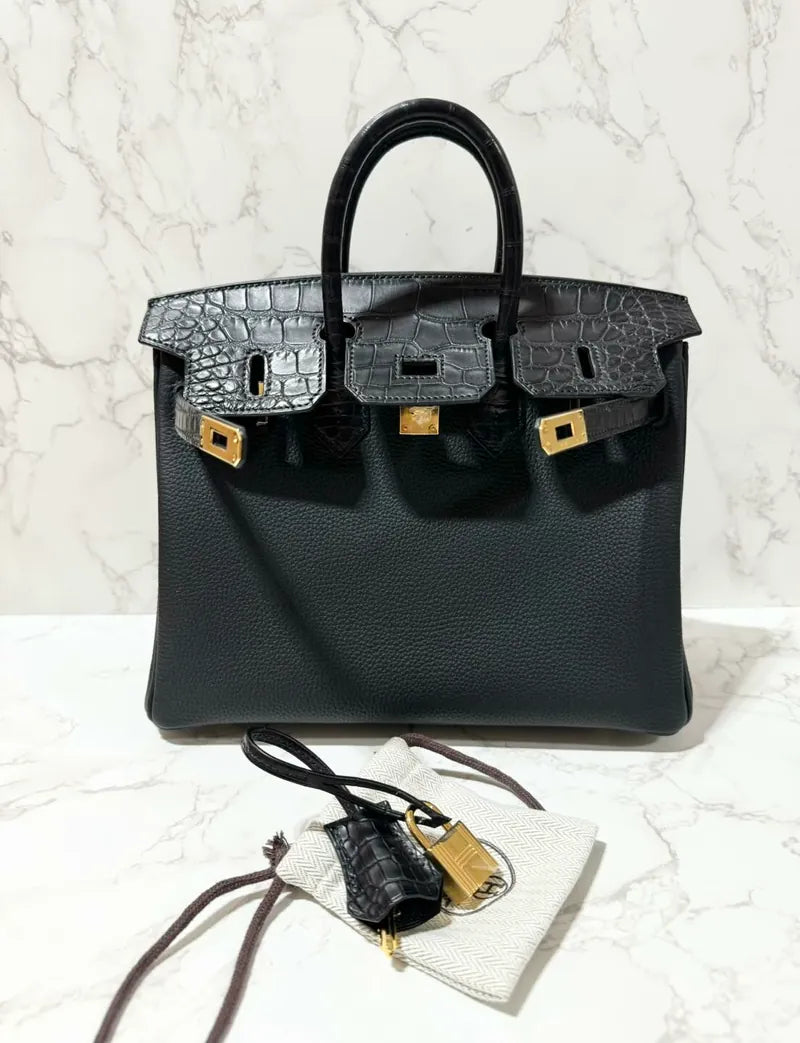 Hermes Birkin 25 Touch Noir GHW 鱷魚皮 Missi 墊
