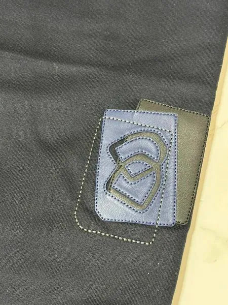 愛馬仕迷你貼片皮革T卹，海軍藍 XL碼