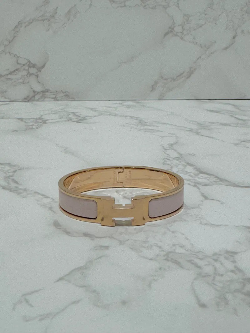 Hermes Clic H 飾牌 Rose Candeur RGHW 手鍊 PM 尺寸 17 厘米