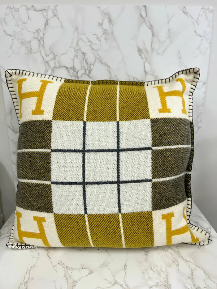 Hermes Avalon III pillow, small model - Gris/ Soleil