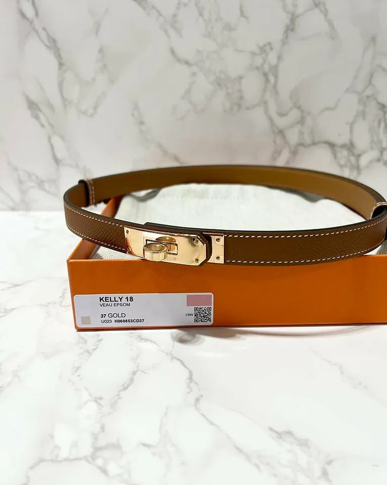 愛馬仕 Kelly 18 可調式腰帶，金色 RGHW，60cm-100cm