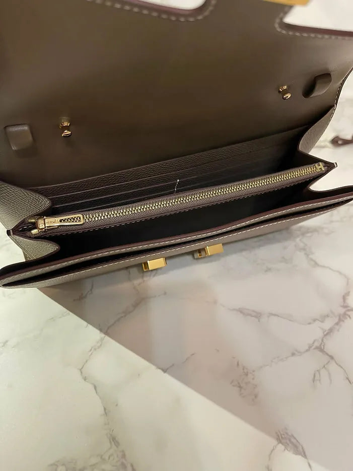 愛馬仕 Constance Long To Go 皮夾 Epsom Etoupe 金五金