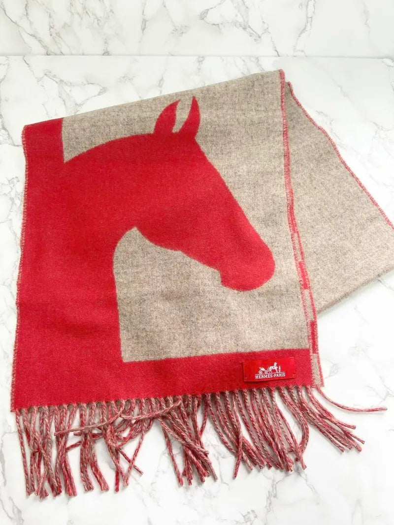 Hermes Casaque Love Story 圍巾 Écarlate / 米色 Chiné
