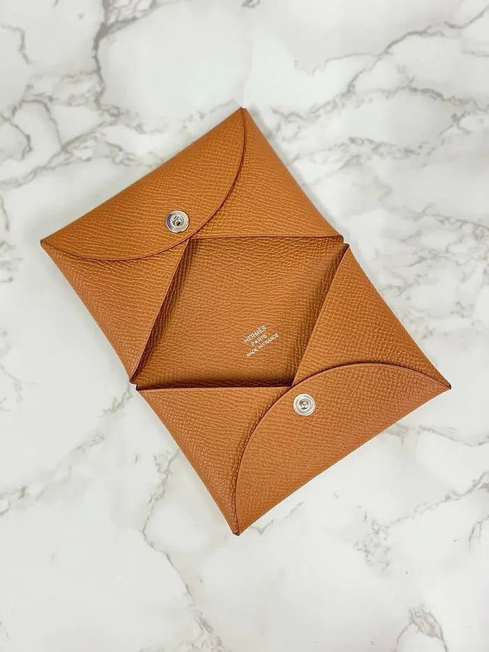 Hermes Calvi Card Holder Gold Epsom 37