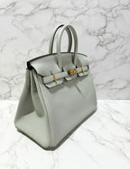 愛馬仕 Birkin 25 Togo 0W Gris Neve GHW B 郵票