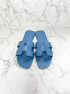 Hermes Oran Sandal H Bleu Cameo Size 39