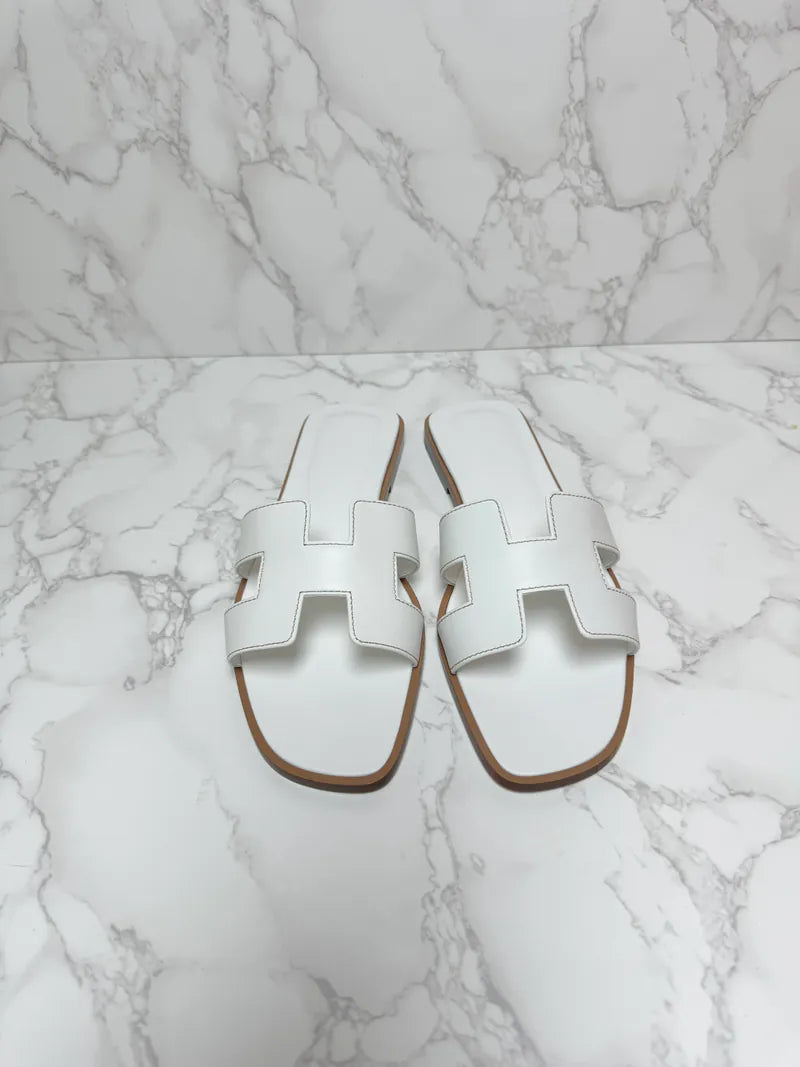 愛馬仕 Oran Sandales Blanc Piqures H 39