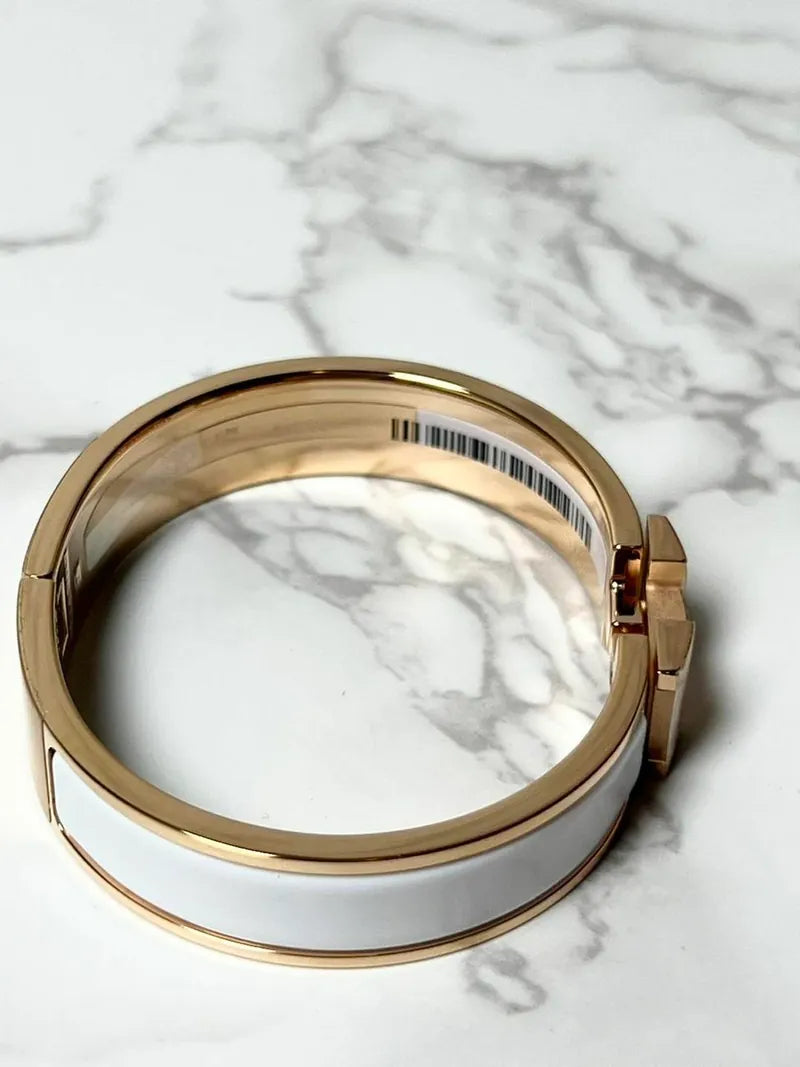 愛馬仕 Clic H 手鐲 PM 尺寸 白色 RGHW