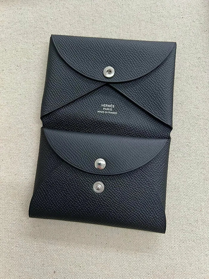 Hermes Calvi Duo 黑色卡包
