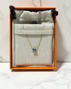 ❤️愛馬仕迷你 Pop H 項鍊 GHW 藍色牛仔