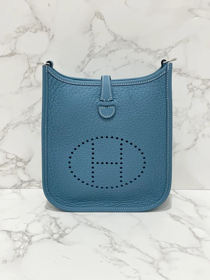 Hermes Mini Evelyn 16 TC New Blue Jean D2 B Stamp PHW