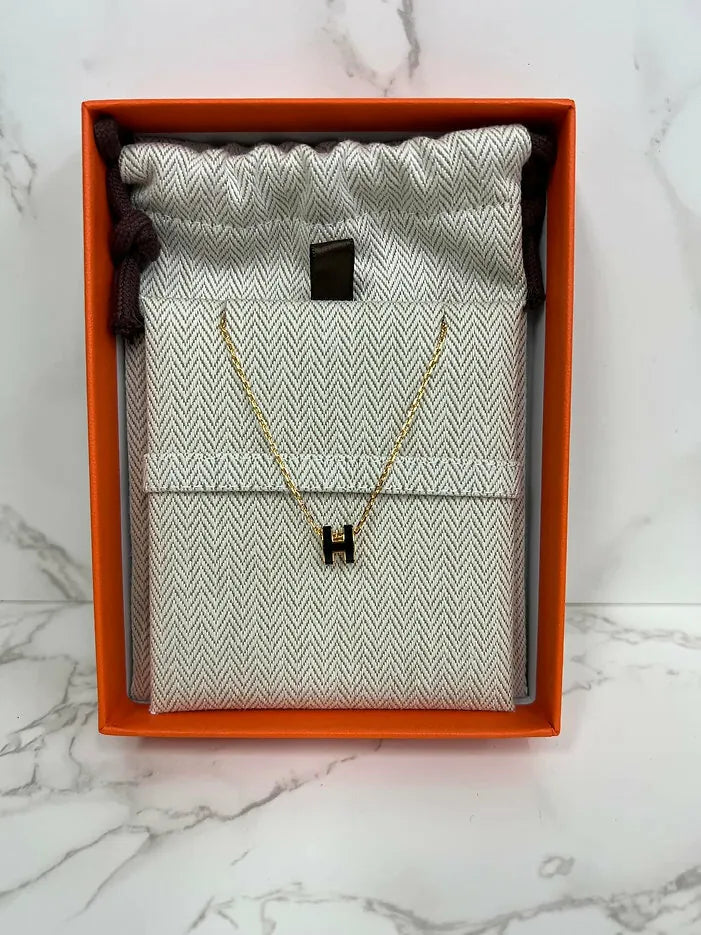 Hermes Mini Pop H 吊墜項鍊黑色 GHW