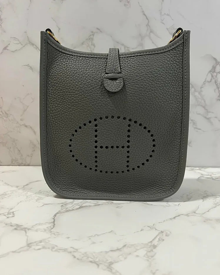 愛馬仕 Mini Evelyne 16 TC Gris Myer 0L GHW U 郵票