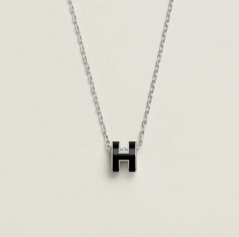 ❤️Hermes Mini Pop H Pandant Necklace Noir PHW