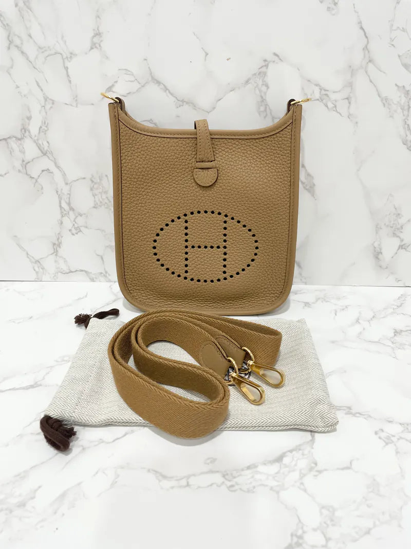 ❤️愛馬仕迷你伊芙琳 16 TC 餅乾 B4 B 郵票 GHW