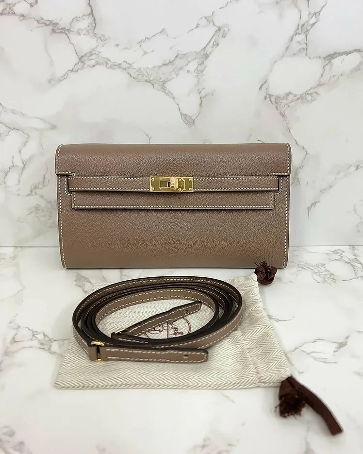 Hermes Kelly Classique To Go 錢包 Etoupe GHW