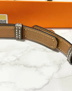 愛馬仕 Kelly 18 可調式腰帶，灰褐色，金色五金，尺寸 60cm-100cm