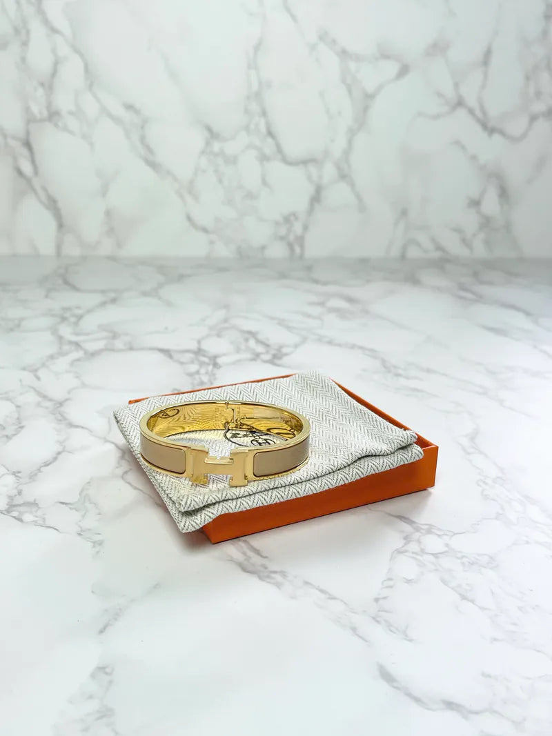 ❤️愛馬仕 Clic H 手鐲，貂皮色，金色五金，PM 碼